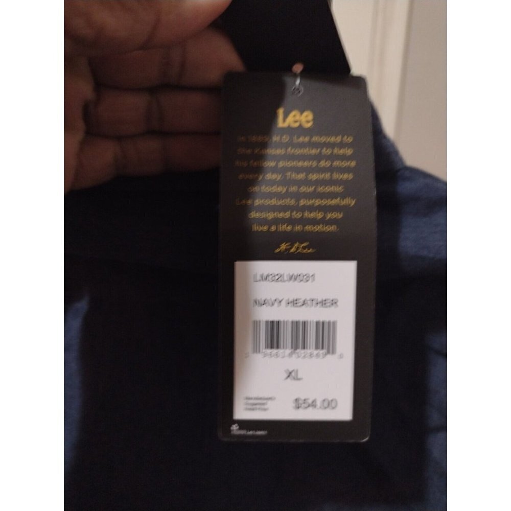 NWT New Men's Lee Easy Care Soft Handfeel Long Sleeve Button Shirt XL Blue - Picture 6 of 12